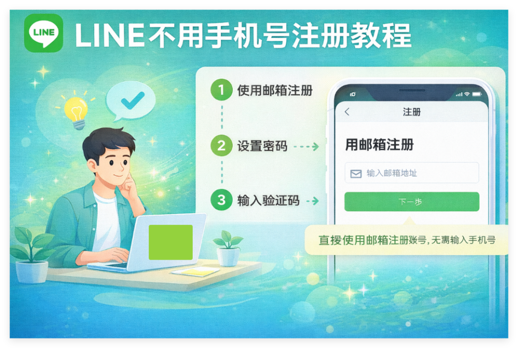 不用手机号注册LINE账号