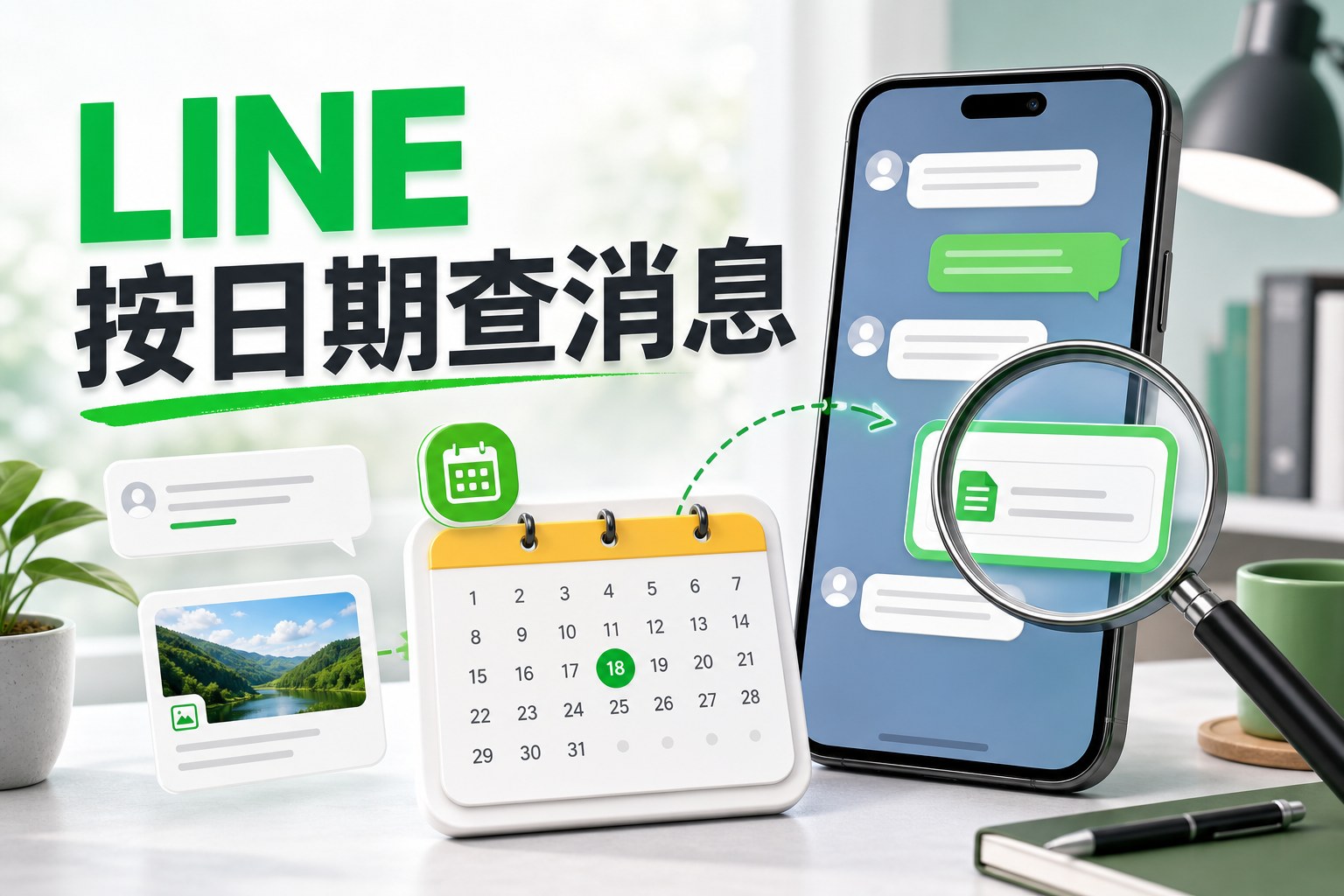 LINE按日期查找聊天消息的关键词与日历操作封面