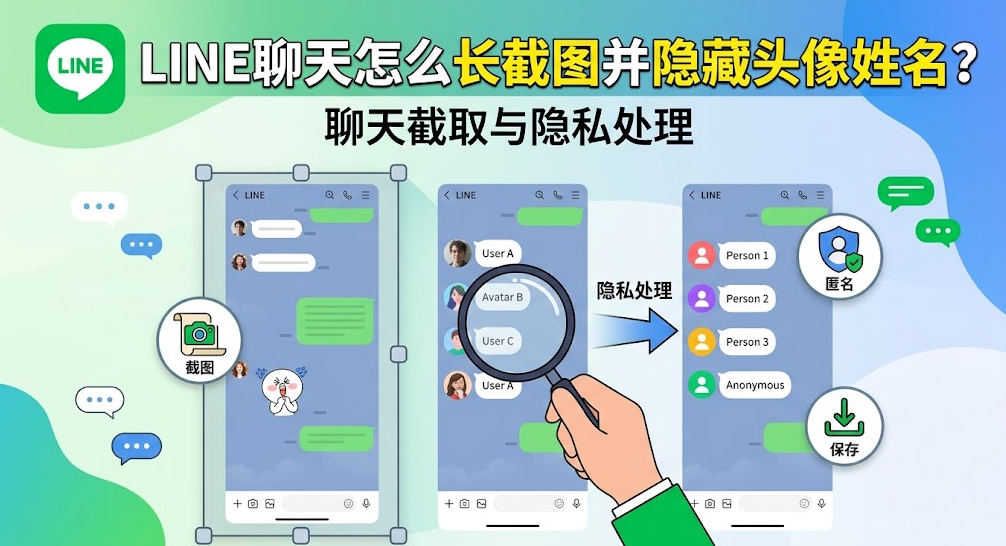 LINE聊天怎么长截图并隐藏头像姓名